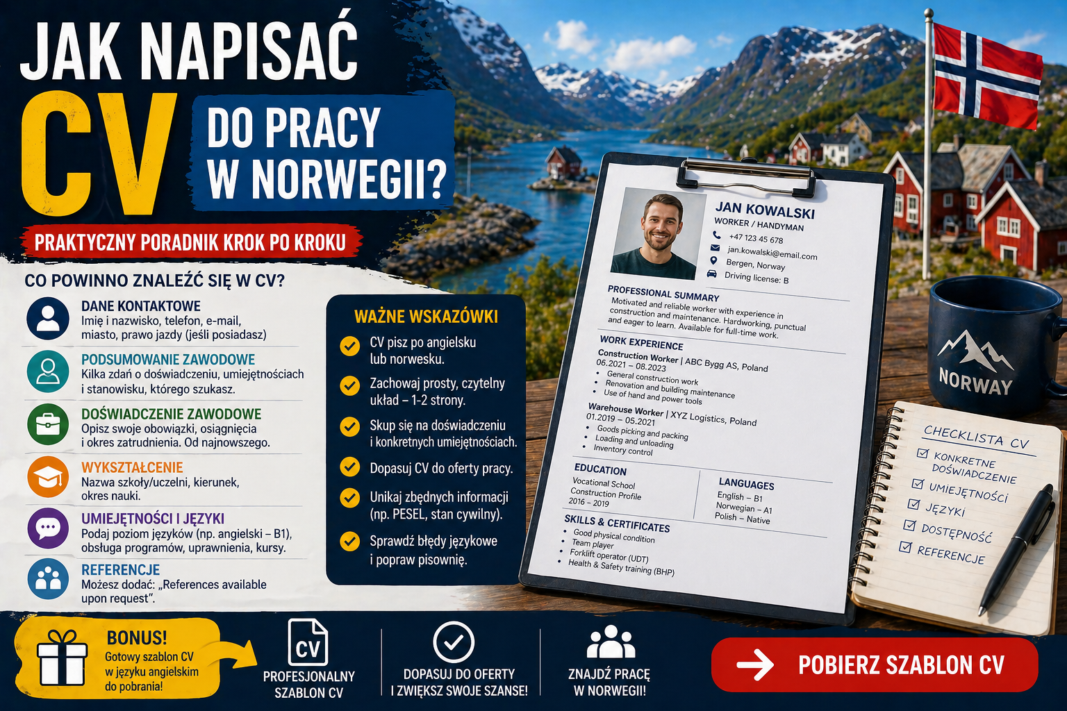 Jak napisać CV do pracy w Norwegii?