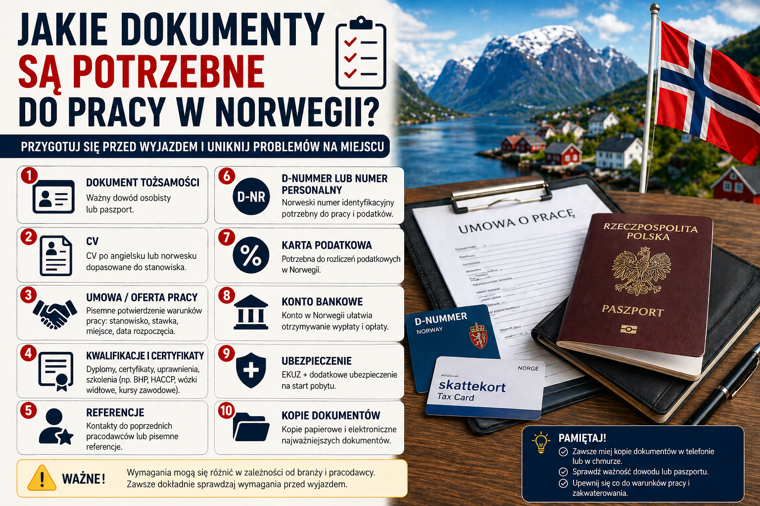 Jakie dokumenty są potrzebne do pracy w Norwegii?