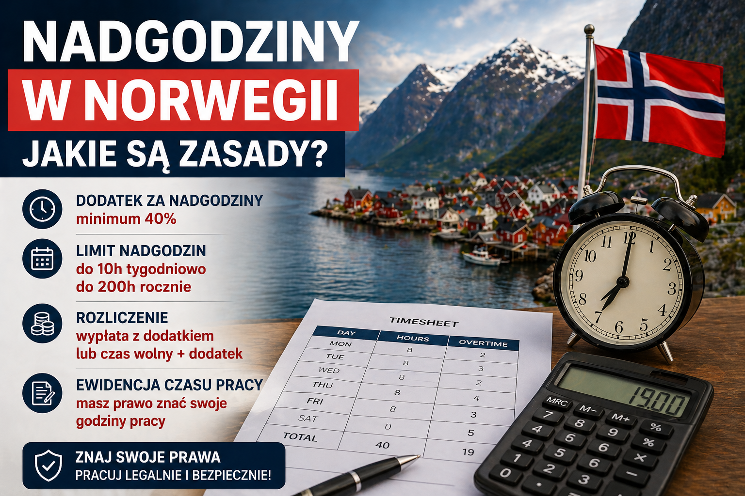 Nadgodziny w Norwegii — jakie są zasady?